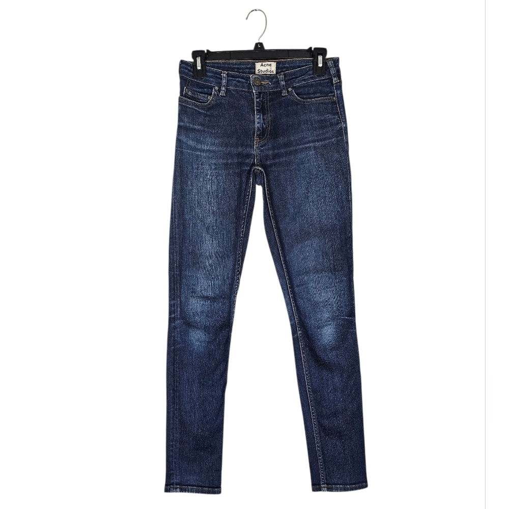 Acne Studios Skin 5 Raw Reform Mid Rise Dark Blue Skinny Jeans 26 Preowned